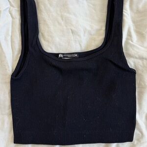 Zara Black Knit Crop Tank Top Size XS-S